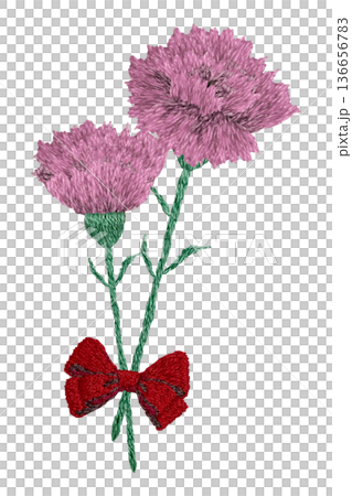 [Carnation Tip] Hand-embroidered illustration material 136656783