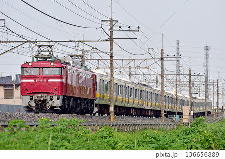 武蔵野線 東川口-東浦和 JR東日本 EF81-141(青森)+E231系 B4編成(三鷹) 配給 武蔵野線 東川口-東浦和 JR東日本 EF81-141(青森)+E231系 B4編成(三鷹) 配給 136656889