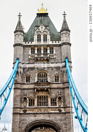 Tower Bridge on the River Thames, London, United Kingdom. The bridge is a symbol of the city and a great attraction for tourists Tower Bridge on the River Thames, London, United Kingdom. The bridge is a symbol of the city and a great attraction for tourists 136657464
