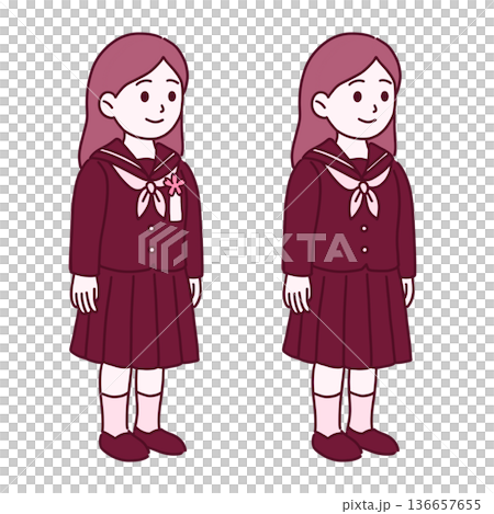 新しい学校に入学する女学生 136657655