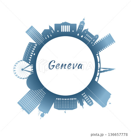Geneva skyline with colorful buildings. 136657778