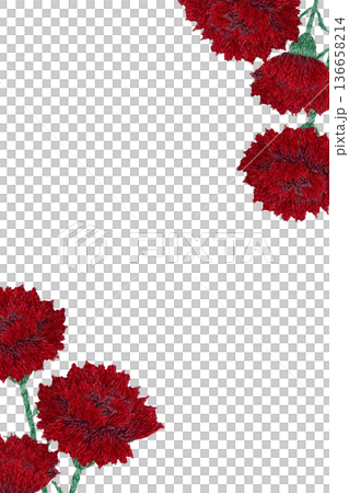 [Carnation frame] Hand embroidery illustration material 136658214