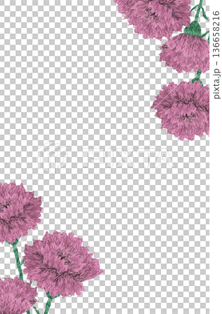 [Carnation frame] Hand embroidery illustration material 136658216