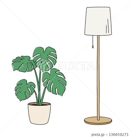 フロアランプと観葉植物 フロアランプと観葉植物 136658271