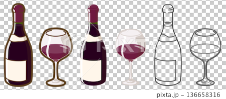 Red wine bottle and glass (burgundy type) Red wine bottle and glass (burgundy type) 136658316