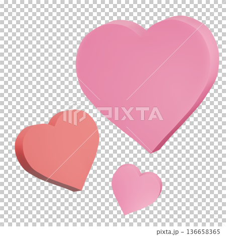 漂浮的粉紅色愛心的3D插圖 136658365