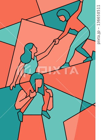 Teamwork and Support Illustration Teamwork and Support Illustration 136658511