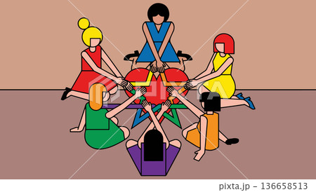 Teamwork Circle with Colorful Star Teamwork Circle with Colorful Star 136658513