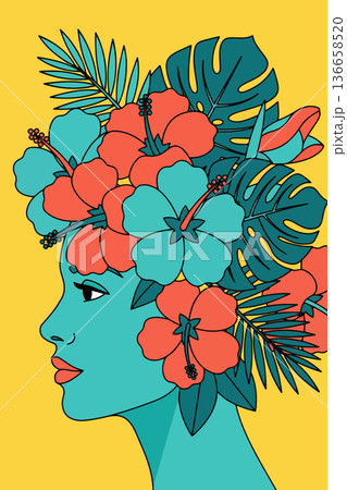 Floral Woman Portrait 136658520