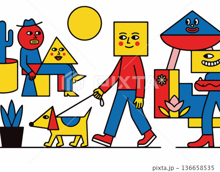 Abstract Geometric Characters and Dog 136658535