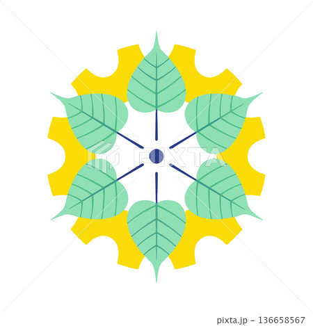 Bodhi Leaves and Gear Illustration 136658567
