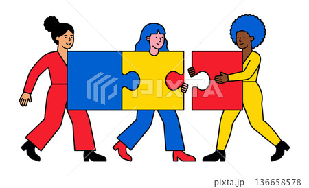 Teamwork Connecting Puzzle Pieces Teamwork Connecting Puzzle Pieces 136658578