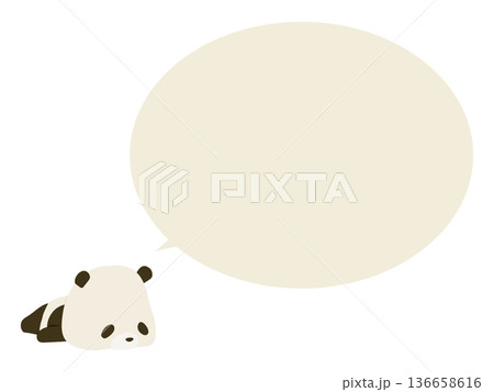 うつ伏せで寝るパンダ。吹き出し付き 136658616