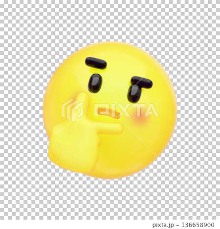 3D絵文字・表情の感情アイコンセット|喜怒哀楽・リアクション 思考中の顔 3D絵文字・表情の感情アイコンセット|喜怒哀楽・リアクション 思考中の顔 136658900