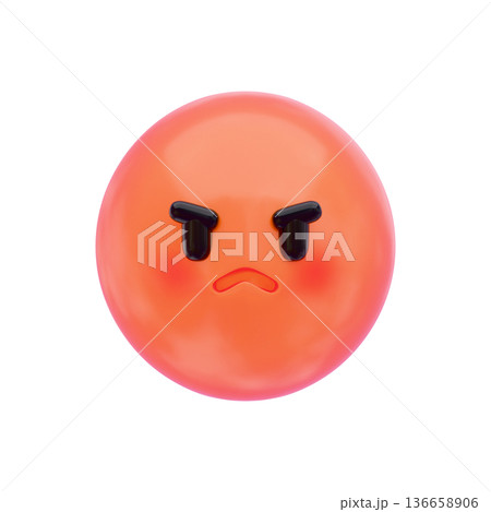 3D絵文字・表情の感情アイコンセット｜喜怒哀楽・リアクション　怒った顔 136658906