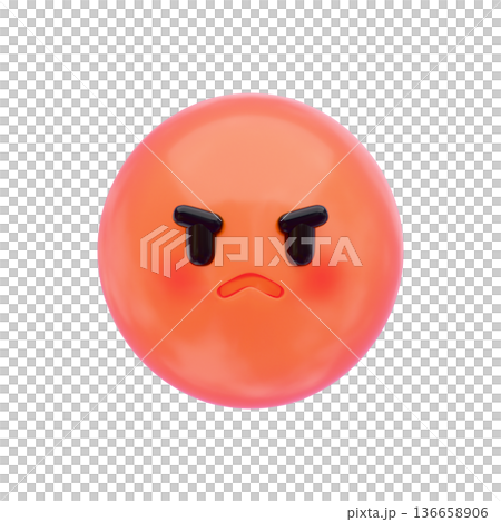 3D絵文字・表情の感情アイコンセット｜喜怒哀楽・リアクション　怒った顔 136658906