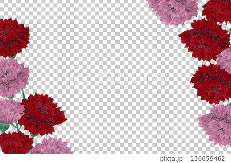[Carnation frame] Hand embroidery illustration material 136659462