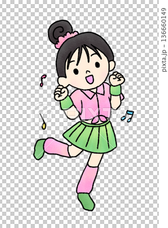 手繪的跳舞女孩插圖 136660149