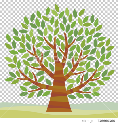 A vector illustration of a simple and stylish tree towering over the earth A vector illustration of a simple and stylish tree towering over the earth 136660360