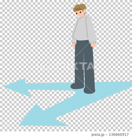 分岐点に立つ人物のフラットイラスト 分岐点に立つ人物のフラットイラスト 136660917