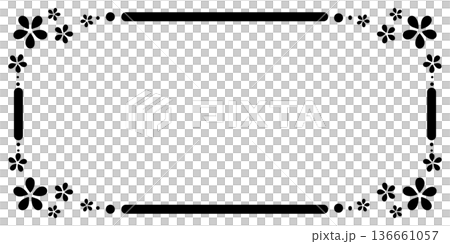 Black frame with flowers on the four corners 136661057