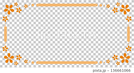 Orange frame with flowers on all four corners 136661066