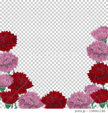 [Carnation frame] Hand embroidery illustration material 136661180