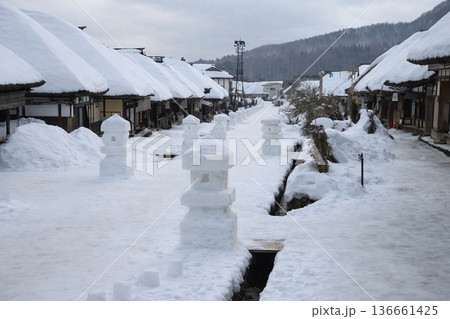 大内宿の雪景色 大内宿の雪景色 136661425