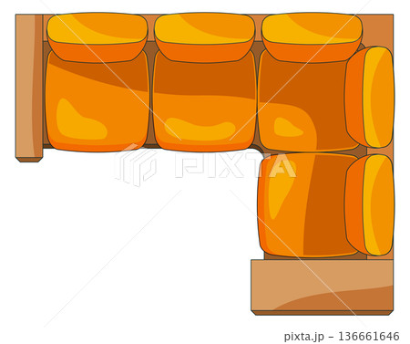 Sofa corner top view. Soft cushions seat Sofa corner top view. Soft cushions seat 136661646