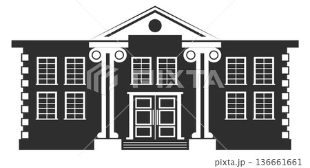 School or university building black icon. Facade silhouette School or university building black icon. Facade silhouette 136661661