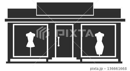 Clothes shop black icon. Tailor boutique facade Clothes shop black icon. Tailor boutique facade 136661668