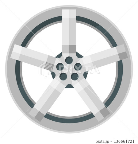 Chrome wheel part. Car detail cartoon icon Chrome wheel part. Car detail cartoon icon 136661721