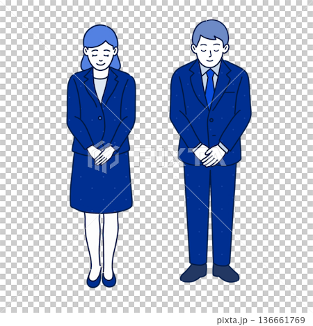 Businessman seeing off customers with a bow 136661769