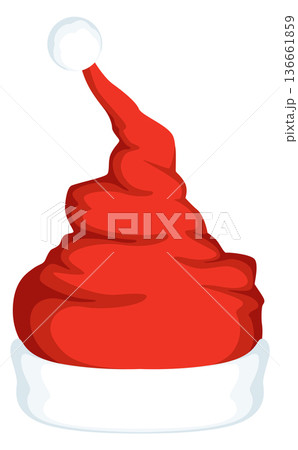 Santa hat cartoon icon. Christmas elf cap Santa hat cartoon icon. Christmas elf cap 136661859