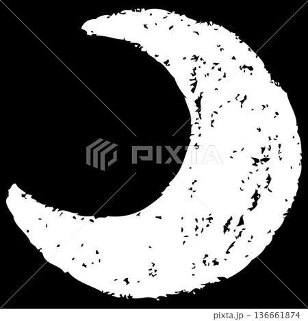 Crescent moon white chalk hand painting on black background, crayon vector sketch, paper cut out shape pencil texture Crescent moon white chalk hand painting on black background, crayon vector sketch, paper cut out shape pencil texture 136661874