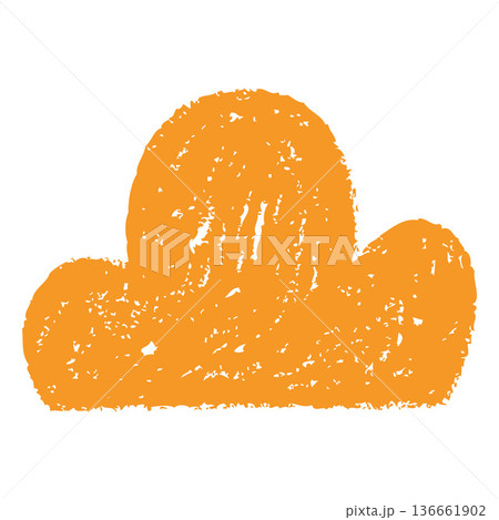 Orange cloud, hand-drawn with chalk or pencil, child's craft. Orange cloud, hand-drawn with chalk or pencil, child's craft. 136661902