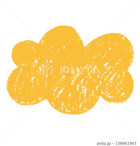 Yellow cloud shape crayon texture, paper cut out shape, vector abstract childish paint art, cloud pencil hand drawing Yellow cloud shape crayon texture, paper cut out shape, vector abstract childish paint art, cloud pencil hand drawing 136661903
