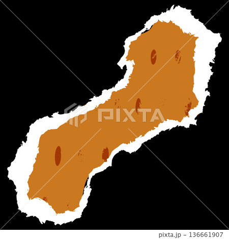 Cut out of orange paper shape with crayon dotted pattern and torn edge paper piece, vector abstract childish strips Cut out of orange paper shape with crayon dotted pattern and torn edge paper piece, vector abstract childish strips 136661907