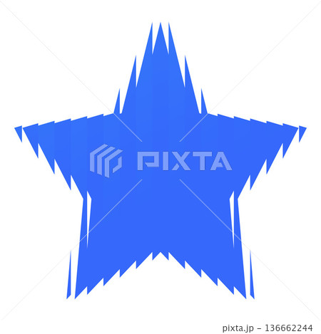 Blue star shape with vertical ribbed glass effect, fluted sparkle five-pointed star, ripple blur festive vector element Blue star shape with vertical ribbed glass effect, fluted sparkle five-pointed star, ripple blur festive vector element 136662244