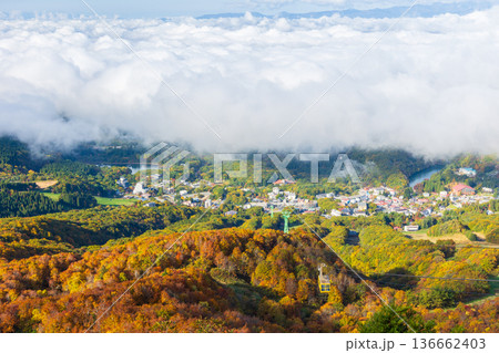 秋の山形蔵王 紅葉の蔵王中央高原 鳥兜山展望台からの眺望 秋の山形蔵王 紅葉の蔵王中央高原 鳥兜山展望台からの眺望 136662403