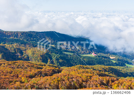 秋の山形蔵王 紅葉の蔵王中央高原 鳥兜山展望台からの眺望 秋の山形蔵王 紅葉の蔵王中央高原 鳥兜山展望台からの眺望 136662406