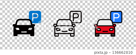 Car parking icon, car parked in parking lot Car parking icon, car parked in parking lot 136662810