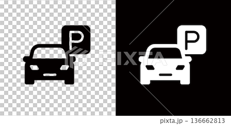 Car parking icon, car parked in parking lot Car parking icon, car parked in parking lot 136662813