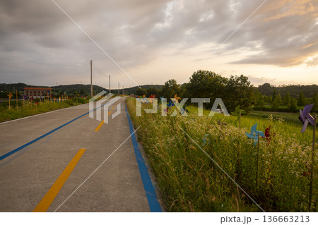 Bicycle path along the Geumgang River Bicycle path along the Geumgang River 136663213