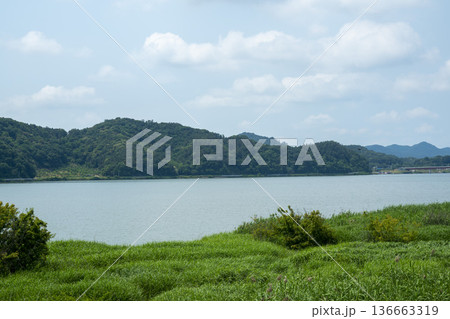 Bicycle path along the Geumgang River Bicycle path along the Geumgang River 136663319