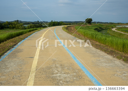 Bicycle path along the Geumgang River Bicycle path along the Geumgang River 136663394