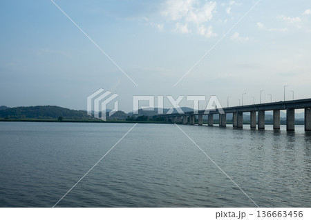 Bicycle path along the Geumgang River Bicycle path along the Geumgang River 136663456