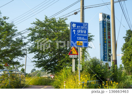 Bicycle path along the Geumgang River Bicycle path along the Geumgang River 136663463