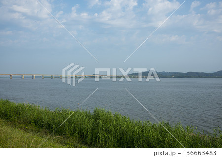 Bicycle path along the Geumgang River Bicycle path along the Geumgang River 136663483