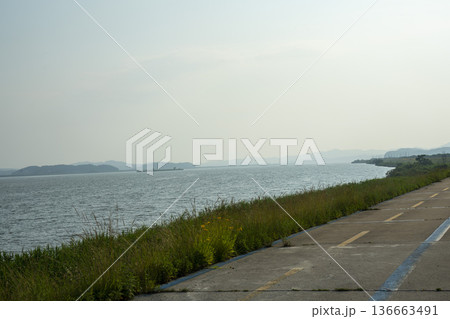 Bicycle path along the Geumgang River Bicycle path along the Geumgang River 136663491
